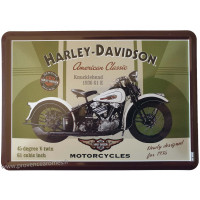 Plaque métal Harley Davidson Knucklehead carte postale rétro vintage collection