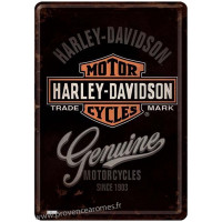 Plaque métal Harley Davidson Genuine Motorcycles carte postale rétro vintage collection