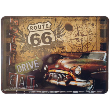 Plaque métal Route 66 ROAD TRIP carte postale rétro vintage collection