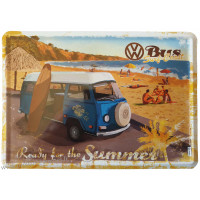 Plaque métal Volkswagen Bus Surf Coas carte postale rétro vintage collection