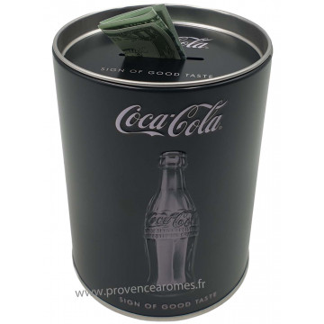 Tirelire métal Coca Cola bouteille noire rétro vintage collection