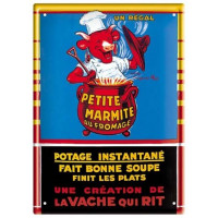 Plaque métal LA VACHE QUI RIT Petite marmite 15 x 21 cm déco rétro vintage
