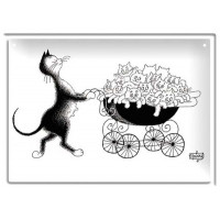 Plaque métal FAMILLE NOMBREUSE Chats Dubout 15 x 21 cm déco rétro vintage