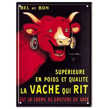 Plaque métal LA VACHE QUI RIT rouge et noir 30 x 40 cm déco rétro vintage