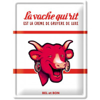 Plaque métal LA VACHE QUI RIT rouge et blanc 30 x 40 cm déco rétro vintage