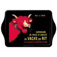 Petit plateau en métal LA VACHE QUI RIT rouge et noir déco publicité rétro vintage