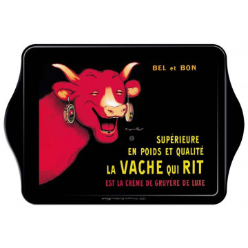 Petit plateau en métal LA VACHE QUI RIT rouge et noir déco publicité rétro vintage