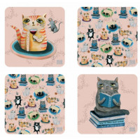 Coffret 4 Dessous de verre CRAZY CAT ALLEN DESIGNS