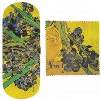 Boîte étuis à lunettes et chiffonnette LES IRIS fond jaune Van Gogh 1889