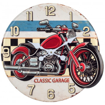 Horloge métal MOTO CLASSIC GARAGE déco rétro vintage