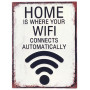 Plaque métal HOME IS WHERE YOUR WIFI CONNECTS AUTOMATICALLY 33 x 25 cm