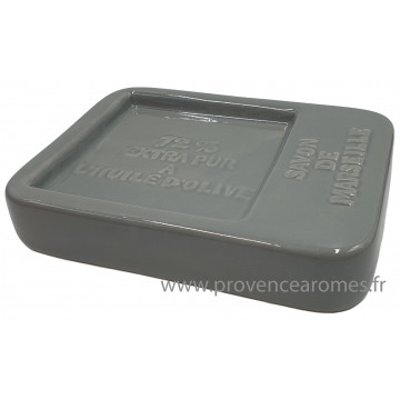 Porte Savon pour SAVON CUBE DE MARSEILLE couleur gris foncé