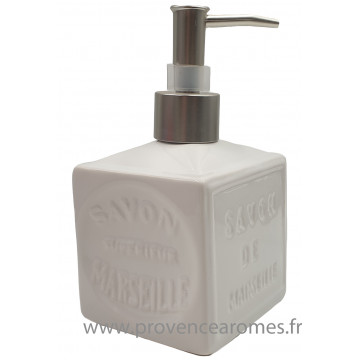 Pousse distributeur de Savon liquide en forme de cube Savon de Marseille couleur Blanc
