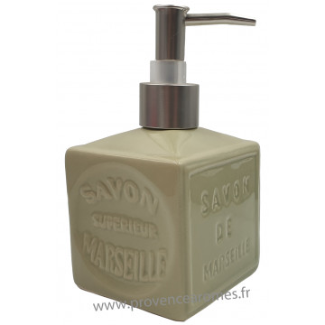Pousse distributeur de Savon liquide en forme de cube Savon de Marseille couleur Vert Amande