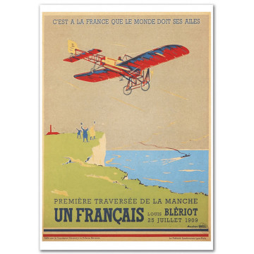 Plaque métal LOUIS BLERIOT Traversée de Manche 15 x 20 cm déco rétro vintage