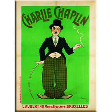 Plaque métal CHARLIE CHAPLIN BRUXELLES 15 x 20 cm déco rétro vintage