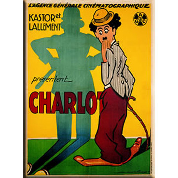 Plaque métal CHARLIE CHAPLIN & POLICEMAN 15 x 20 cm déco rétro vintage