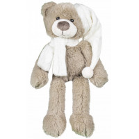 Peluche Ours beige écharpe et bonnet écrus