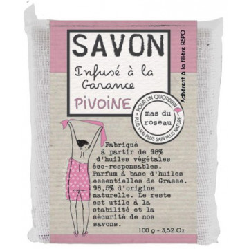 Savonnette PIVOINE infusée à la garance 100 g Mas du roseau