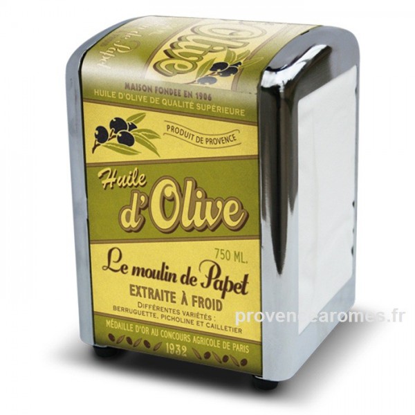 Distributeur de serviettes  Huile d'olive Le Moulin de Papet  Natives -  Provence Arômes Tendance sud