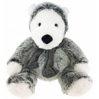 Peluche Ours blanc et gris avec écharpe de laine grise