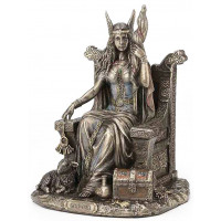 Statuette FRIGG sur le trône DÉESSE de la L'AMOUR 18 cm effet bronze