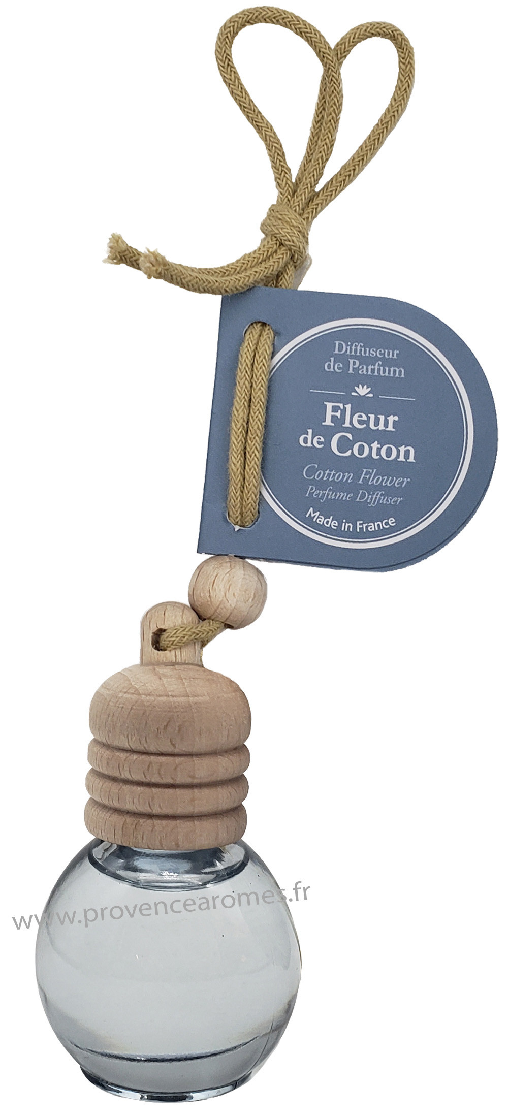 Flacon diffuseur de parfum à suspendre FLEUR DE COTON 12 ml Esprit Provence  - Provence Arômes Tendance sud