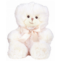 Peluche Ourson beige rosé nœud satiné