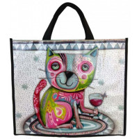 Sac Cabas Chat avec un verre de vin ALLEN DESIGNS