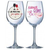 Coffret de 2 verres à Vin J'AI APÉRO et AMOUR GLOIRE ET ROSÉ