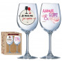 Coffret de 2 verres à Vin J'AI APÉRO et AMOUR GLOIRE ET ROSÉ