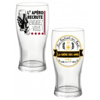 Coffret de 2 verres à Bière L'APÉRO RECRUTE et LA BIÈRE DES AMIS