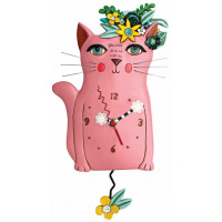 Horloge Chat MINETTE COQUETTE Rose à balancier Allen designs