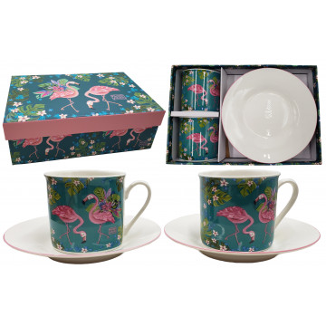 Coffret 2 tasses FLAMANT ROSE ALLEN DESIGNS