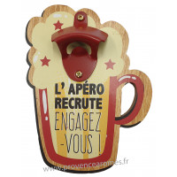 Décapsuleur mural Chope bière L'APÉRO RECRUTE ENGAGEZ-VOUS !