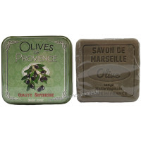Boîte carrée déco OLIVES DE PROVENCE Qualité Supérieur et son savon olive
