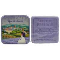 Boîte carrée déco BALADE EN PROVENCE et son savon lavande