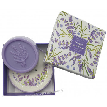 Coffret Porte-Savon et savon LAVANDE 100 gr Esprit Provence