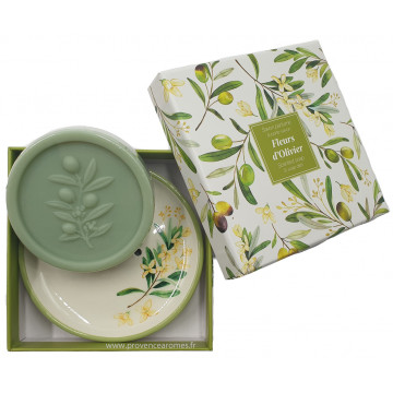 Coffret Porte-Savon et savon FLEUR D'OLIVER 100 gr Esprit Provence