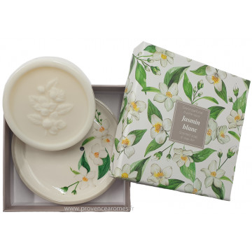 Coffret Porte-Savon et savon JASMIN BLANC 100 gr Esprit Provence