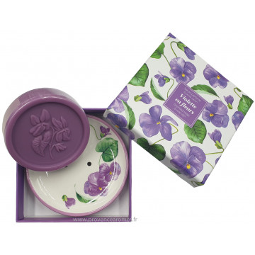 Coffret Porte-Savon et savon VIOLETTE 100 gr Esprit Provence