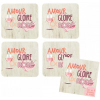 4 Dessous de verre AMOUR GLOIRE ET ROSÉ