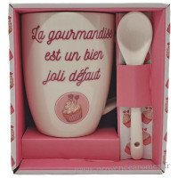 Mug avec cuillère LA GOURMANDISE EST UN BIEN JOLI DÉFAUT