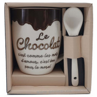 Mug avec cuillère LE CHOCOLAT C'EST BON POUR LE MORAL