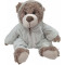 Peluche Ours beige avec combinaison bleu pastel