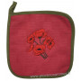 Manique tissus bordeaux brodée COQUELICOT