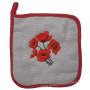 Manique tissus gris brodée COQUELICOT