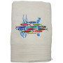 Serviette de toilette écru brodée DANSE DES SARDINES
