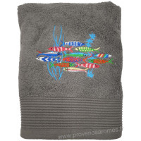 Serviette de toilette quartz brodée DANSE DES SARDINES