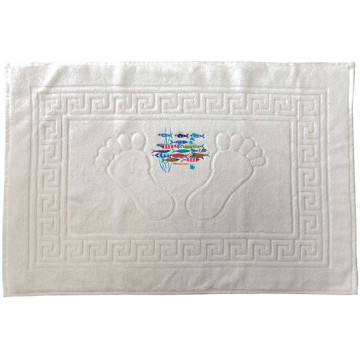 Tapis de bain écru brodé DANSE DES SARDINES